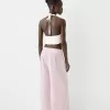 Linen blend halterneck crop top