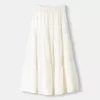 Linen blend midi skirt with elastic waistband Linen blend midi skirt with elastic waistband