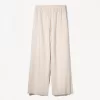 Linen blend pants with an elastic waistband