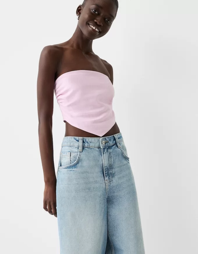 Linen blend scarf top Linen blend scarf top