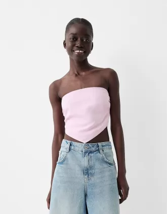 Linen blend scarf top