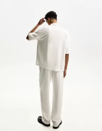 Linen blend wide-leg sweatpants