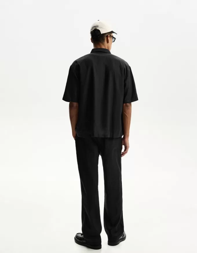 Linen blend wide-leg sweatpants