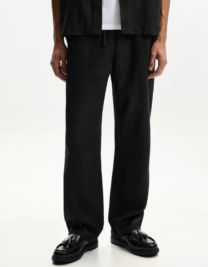 Linen blend wide-leg sweatpants