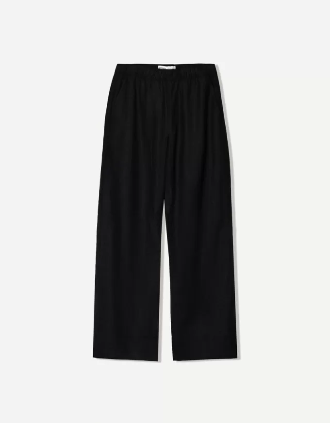 Linen blend wide-leg sweatpants