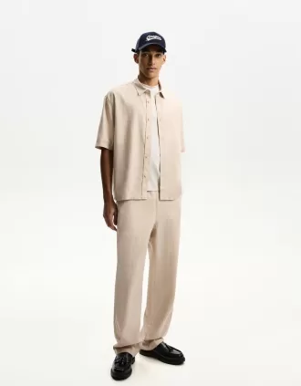 Linen blend wide-leg sweatpants