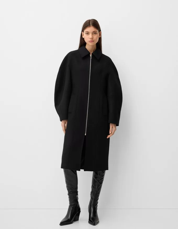 Long Manteco wool coat with puff sleeves Long Manteco wool coat with puff sleeves