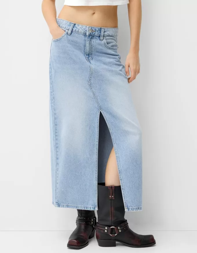 Long denim skirt