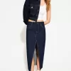 Long denim skirt