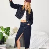 Long denim skirt