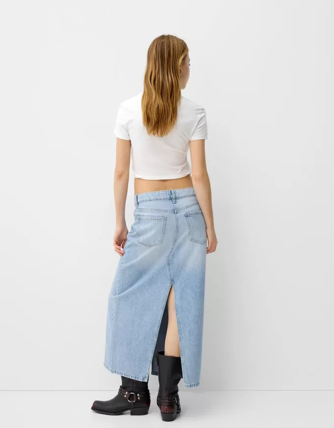 Long denim skirt