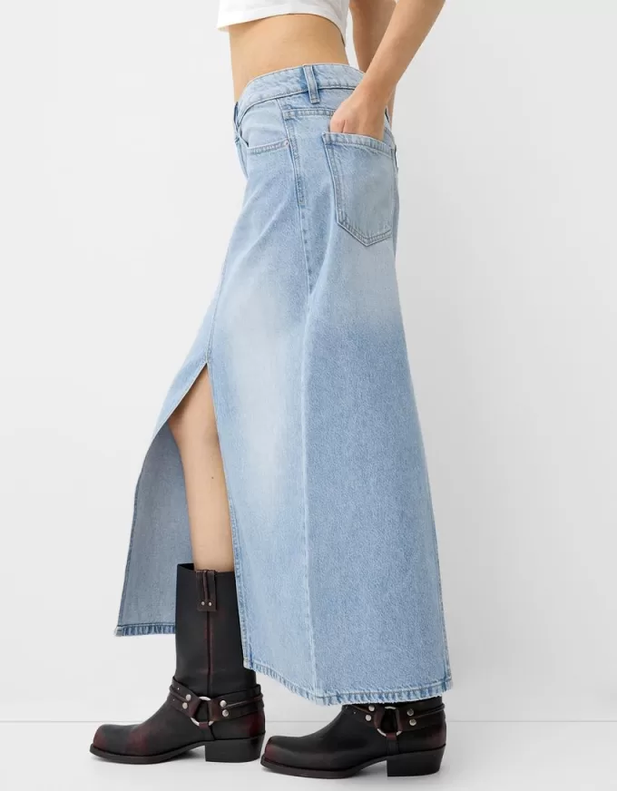 Long denim skirt