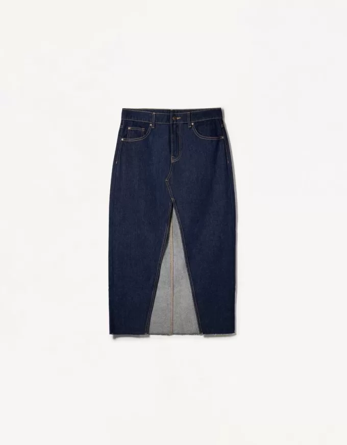 Long denim skirt
