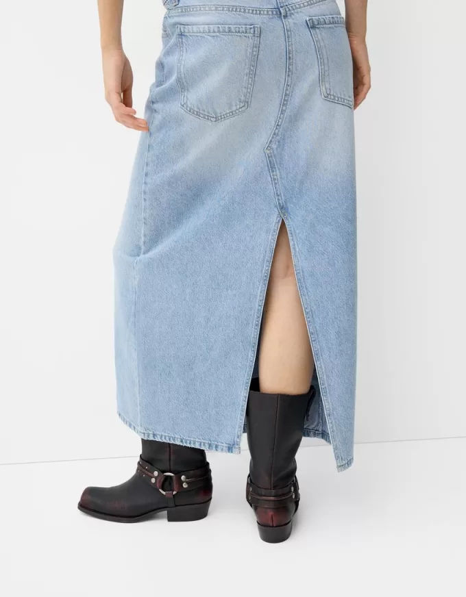 Long denim skirt