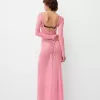 Long open back lace dress