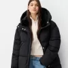 Long puffer coat with hood