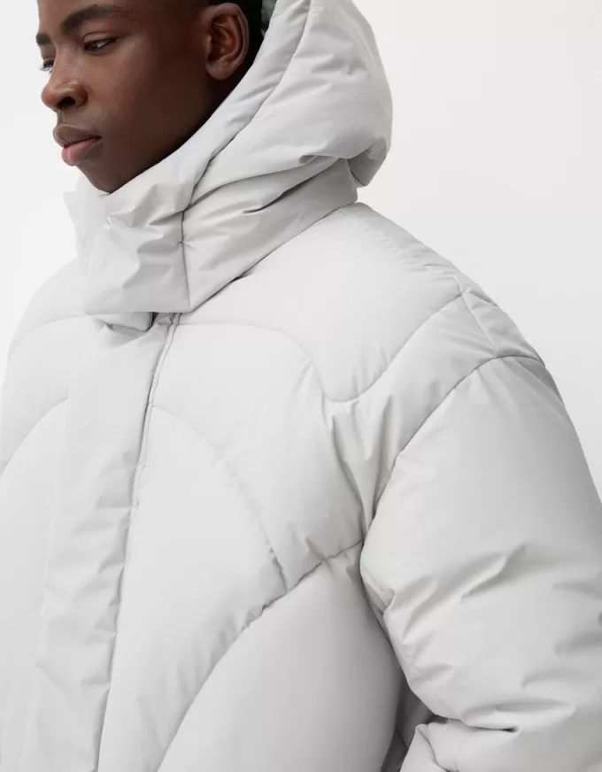 Long puffer coat with hood