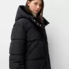Long puffer coat with hood