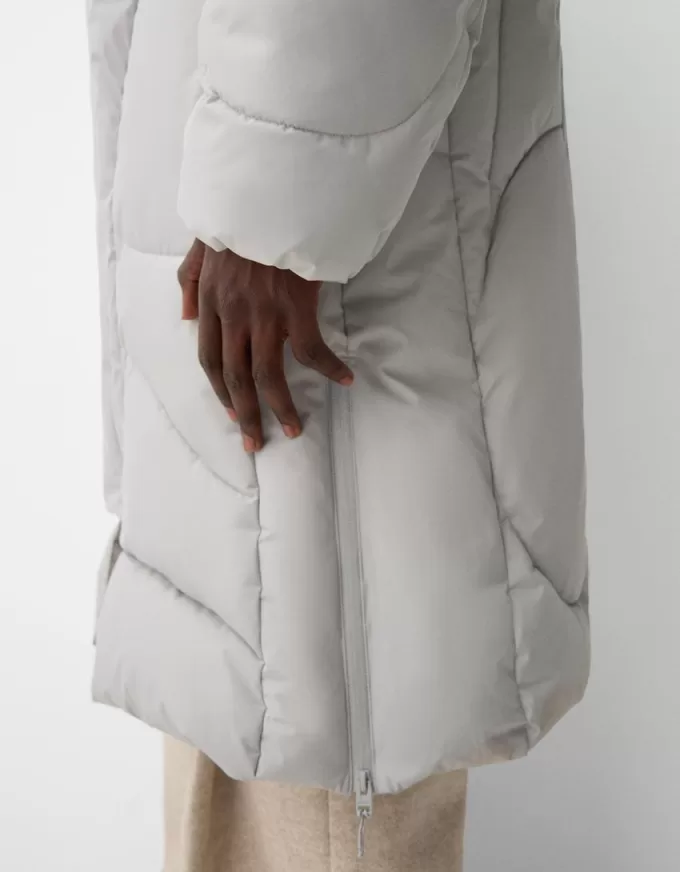 Long puffer coat with hood