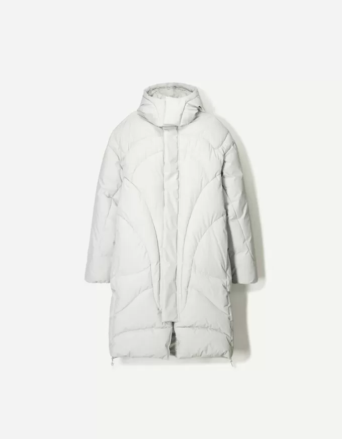 Long puffer coat with hood