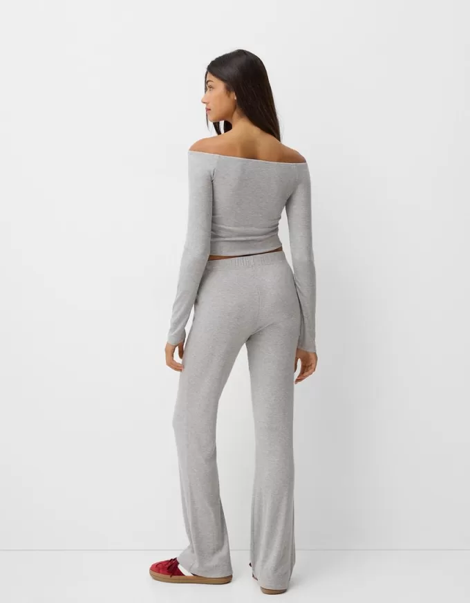 Long sleeve Bardot neckline T-shirt