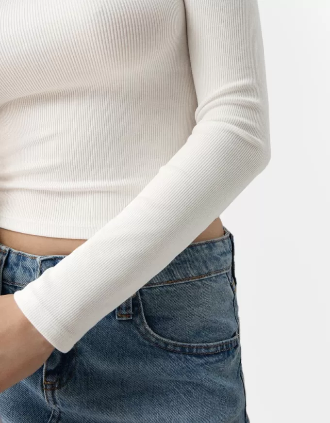 Long sleeve Bardot neckline T-shirt