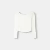 Long sleeve Bardot neckline T-shirt