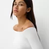 Long sleeve Bardot neckline T-shirt