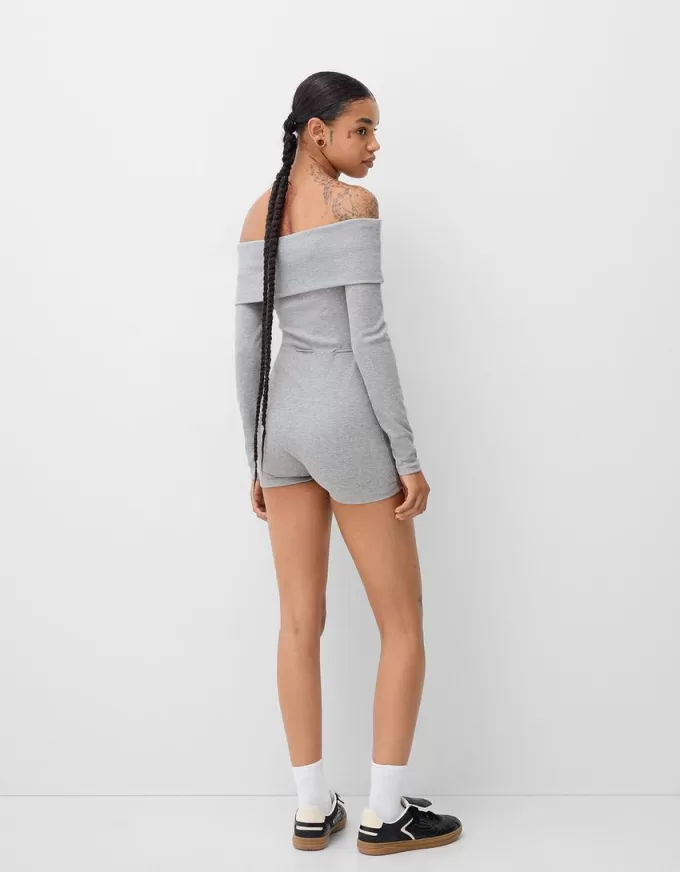 Long sleeve Bardot romper