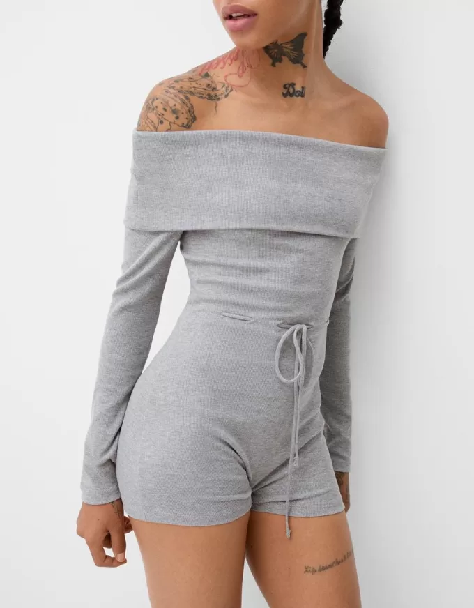 Long sleeve Bardot romper