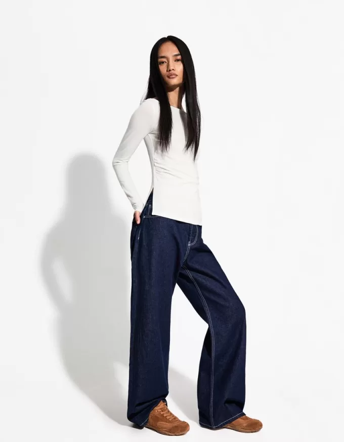 Long sleeve T-shirt with gathered detail