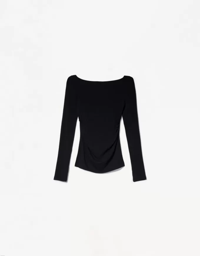 Long sleeve T-shirt with gathered detail