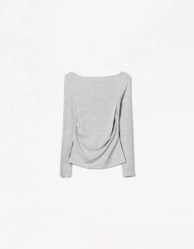 Long sleeve T-shirt with gathered detail
