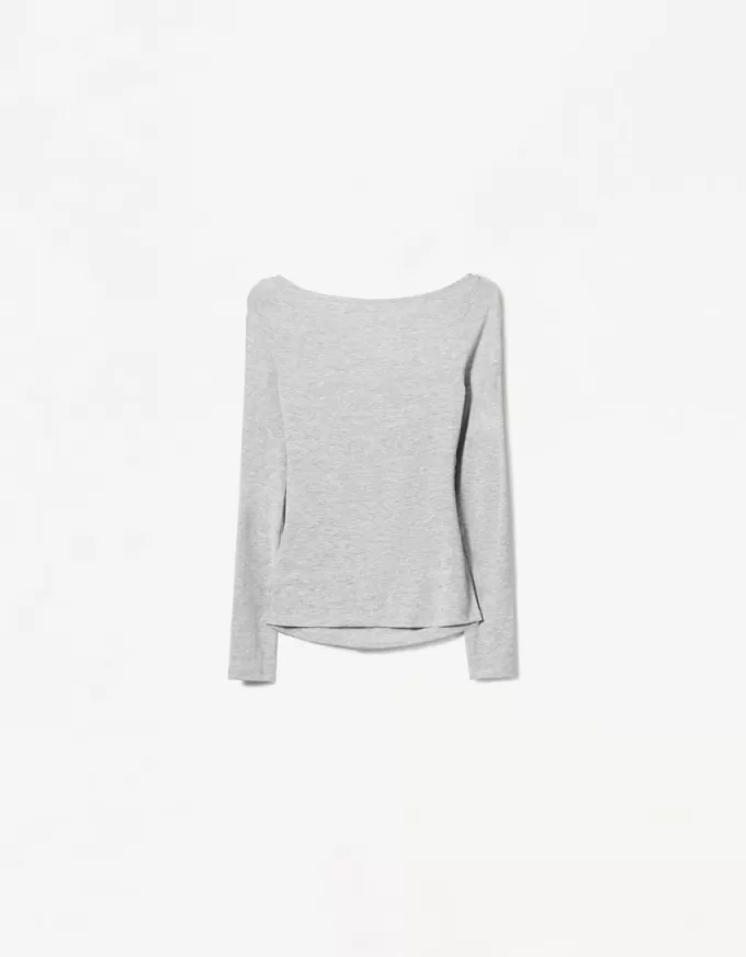 Long sleeve T-shirt with gathered detail