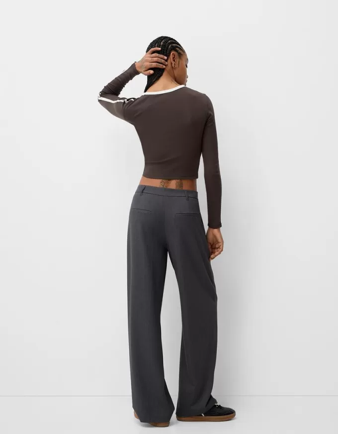 Long sleeve T-shirt with print and trim