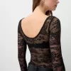 Long sleeve black lace Disney Bambi bodysuit