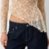 Long sleeve blonde lace top