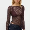 Long sleeve blonde lace top