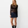 Long sleeve blonde lace top