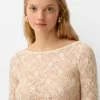 Long sleeve blonde lace top
