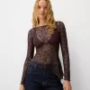 Long sleeve blonde lace top
