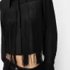Long sleeve chiffon shirt with fringing