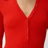 Long sleeve cut-out polo collar bodysuit