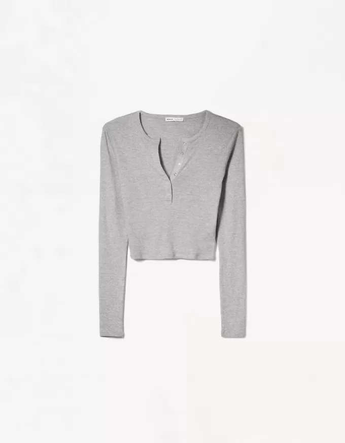 Long sleeve henley T-shirt