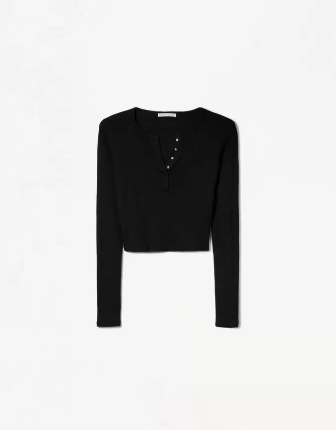 Long sleeve henley T-shirt