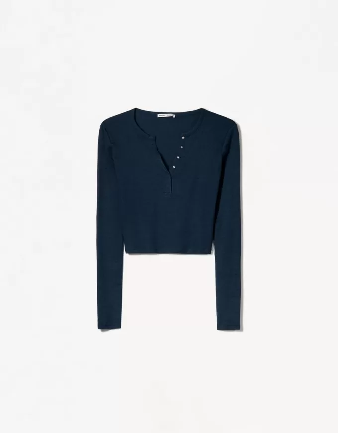 Long sleeve henley T-shirt