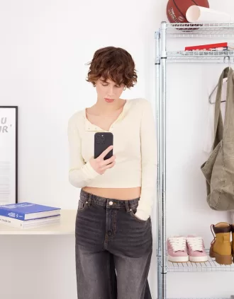 Long sleeve henley T-shirt