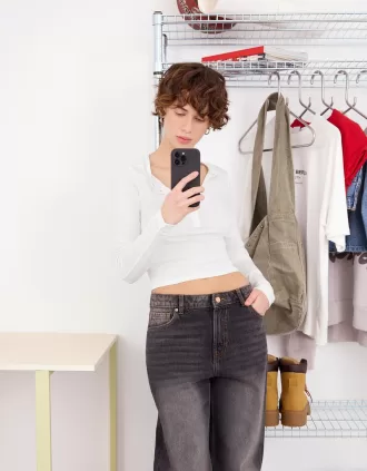 Long sleeve henley T-shirt