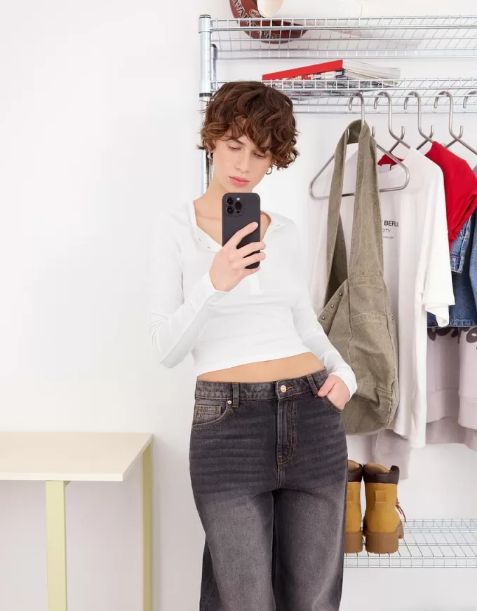 Long sleeve henley T-shirt