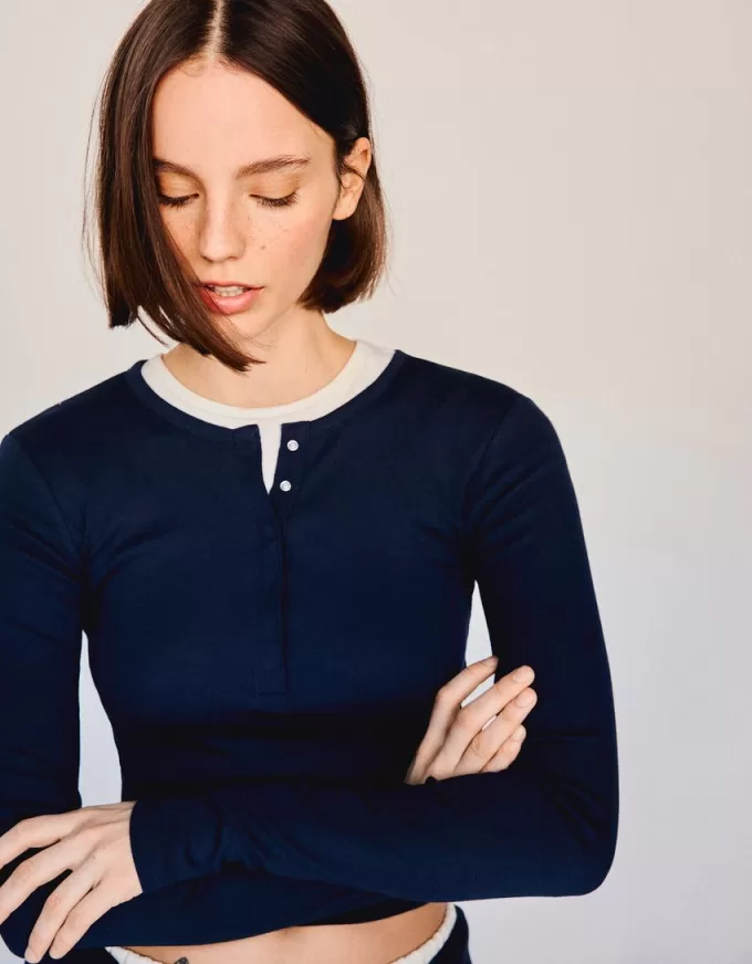 Long sleeve henley T-shirt